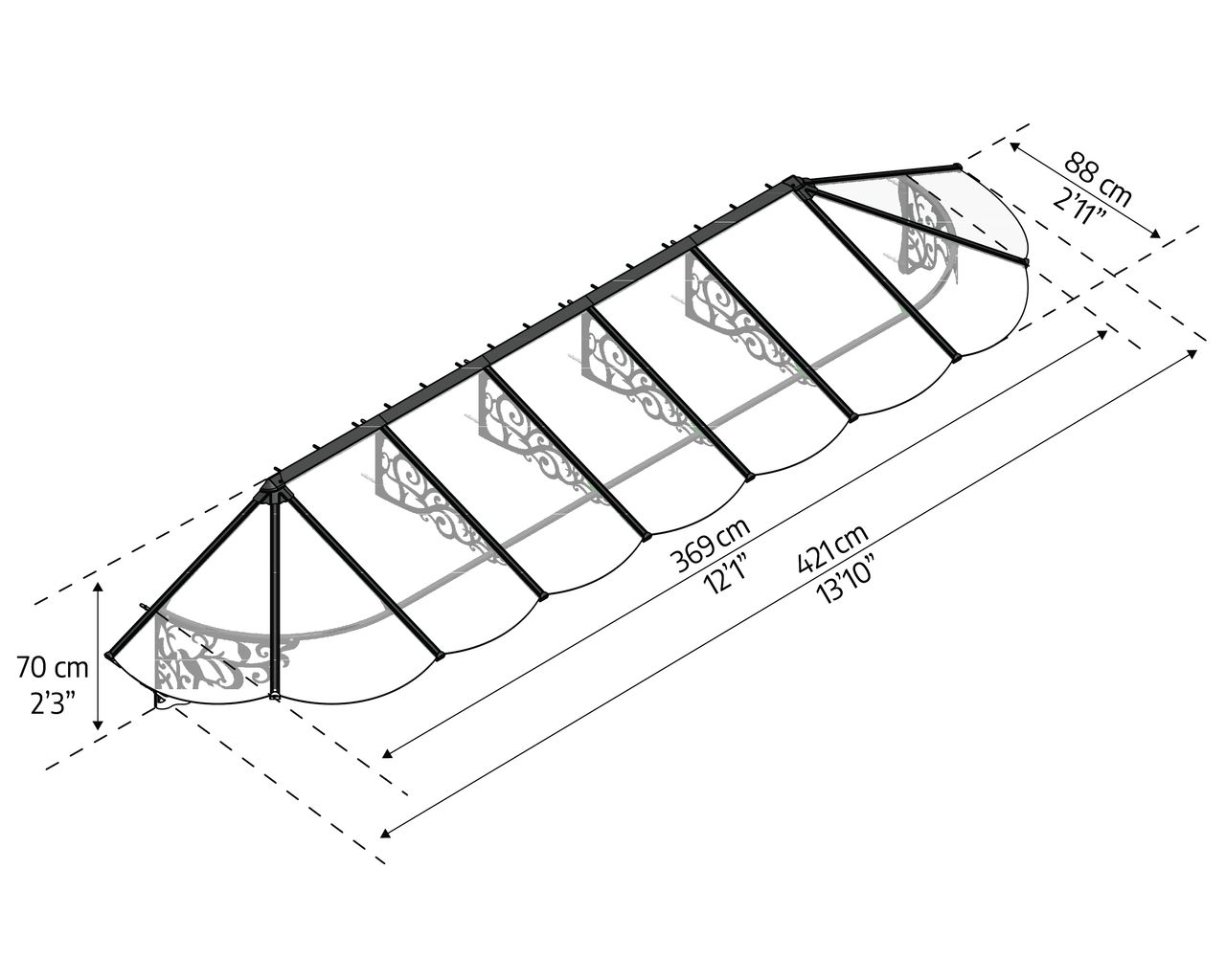 Canopia by Palram Vordach LILY XL 4178 Schwarz Klar