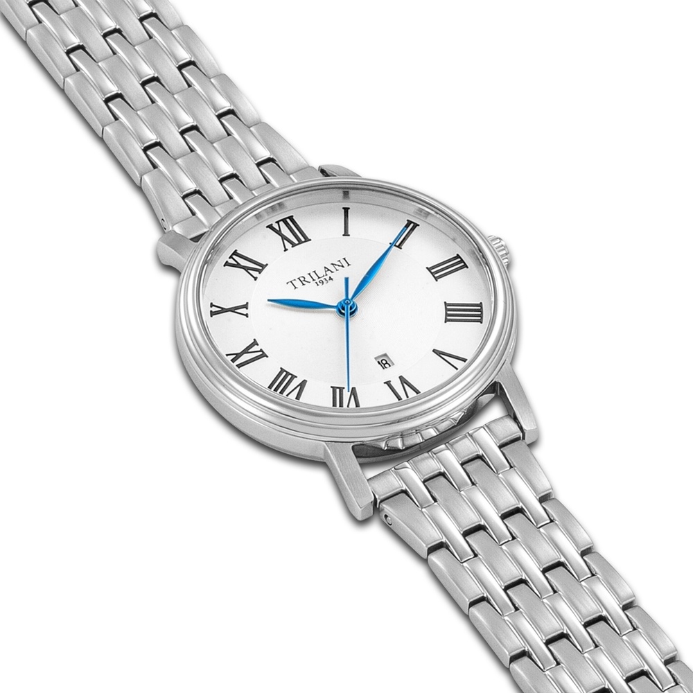 Trilani Montre à quartz en Acier inoxydable en Argent Montre