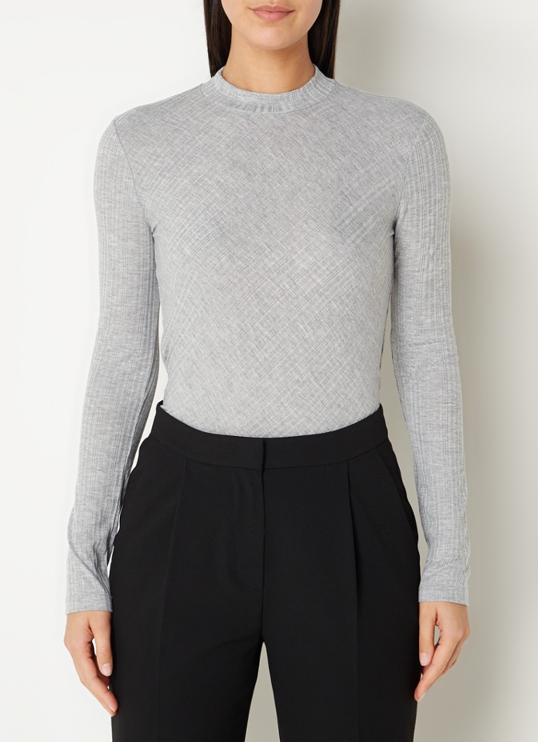 Whistles Rib-knit top with stand-up collar
