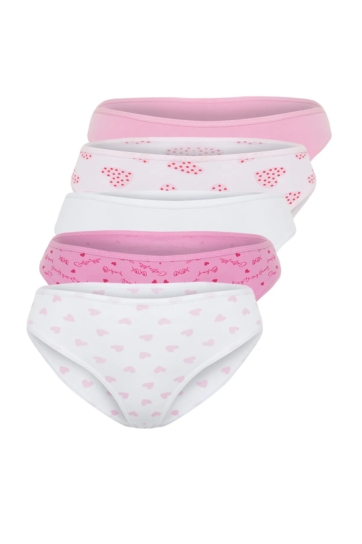 Trendyol Collection  Rosa-mehrfarbige brasilianische Strick-Slips aus Baumwolle im 5er-Pack THMSS24KU00029
