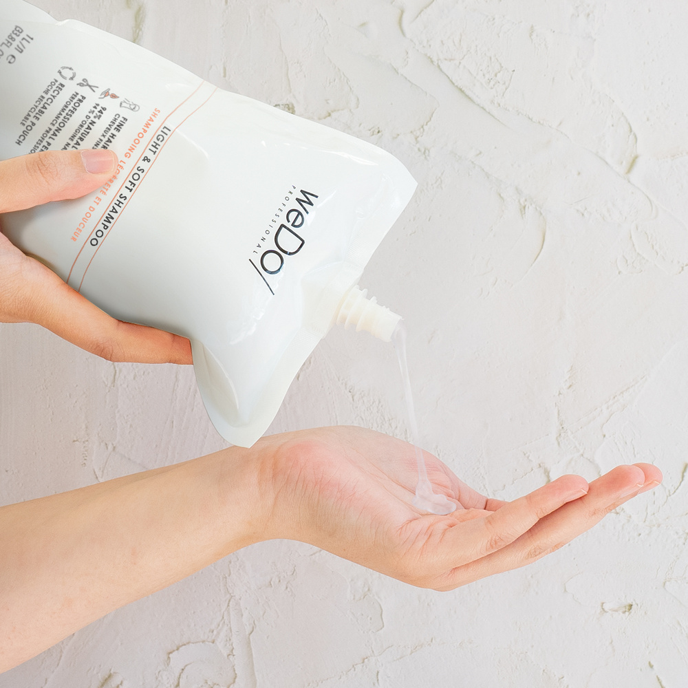 wedo Shampoing Vegan Légèreté et Douceur recharge pour cheveux fins Shampooing vegan sans sulfate sans silicone pour cheveux fins