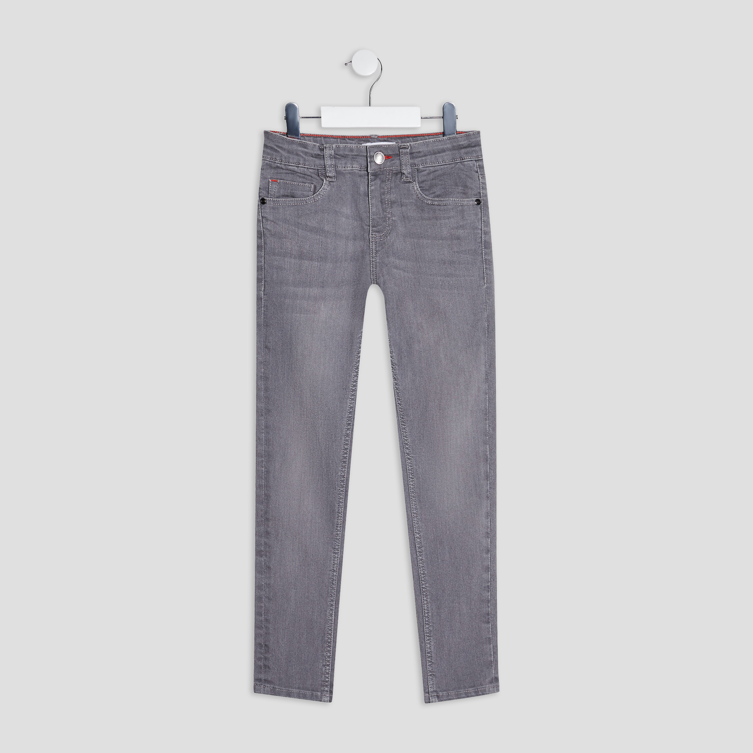 Jeans skinny taille ajustable effet usé gris clair garçon | La Halle