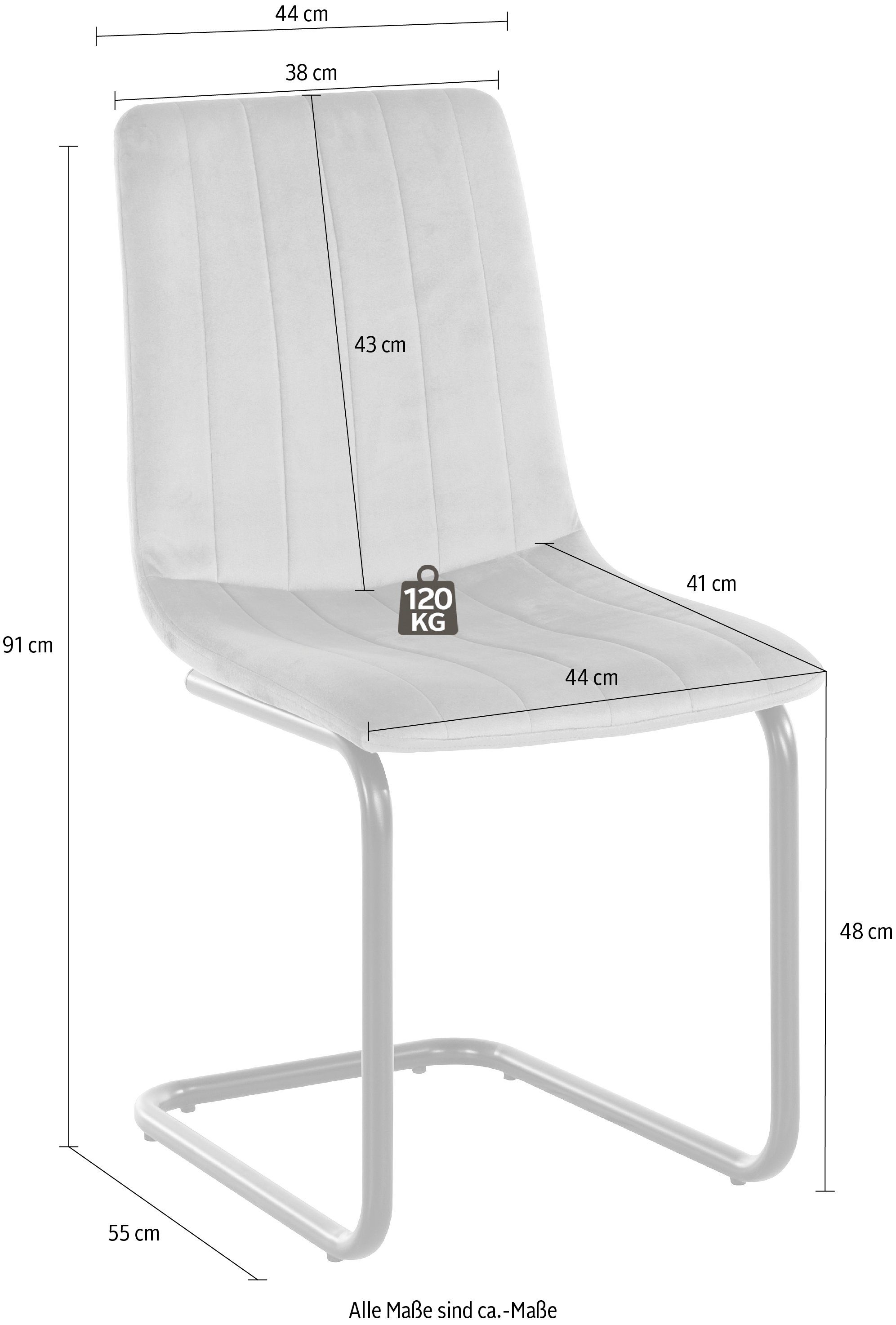 Leonique Freischwinger Marcela (2 St), mit Sitz in Veloursstoff, Nähte an der Sitzfläche, Sitzhöhe 48 cm
