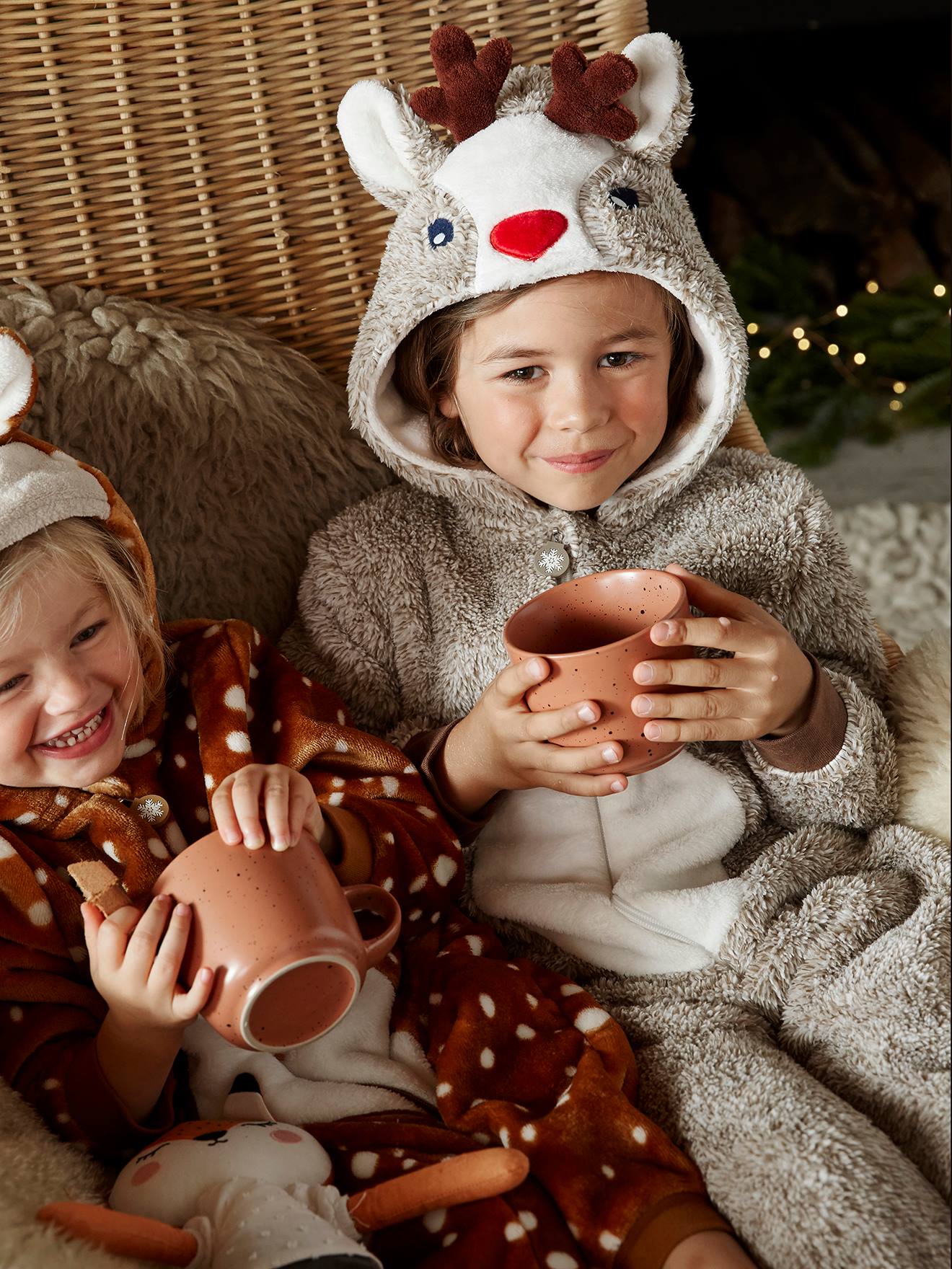 Vertbaudet Jungen Plüsch-Overall, Onesie RENTIER - beige