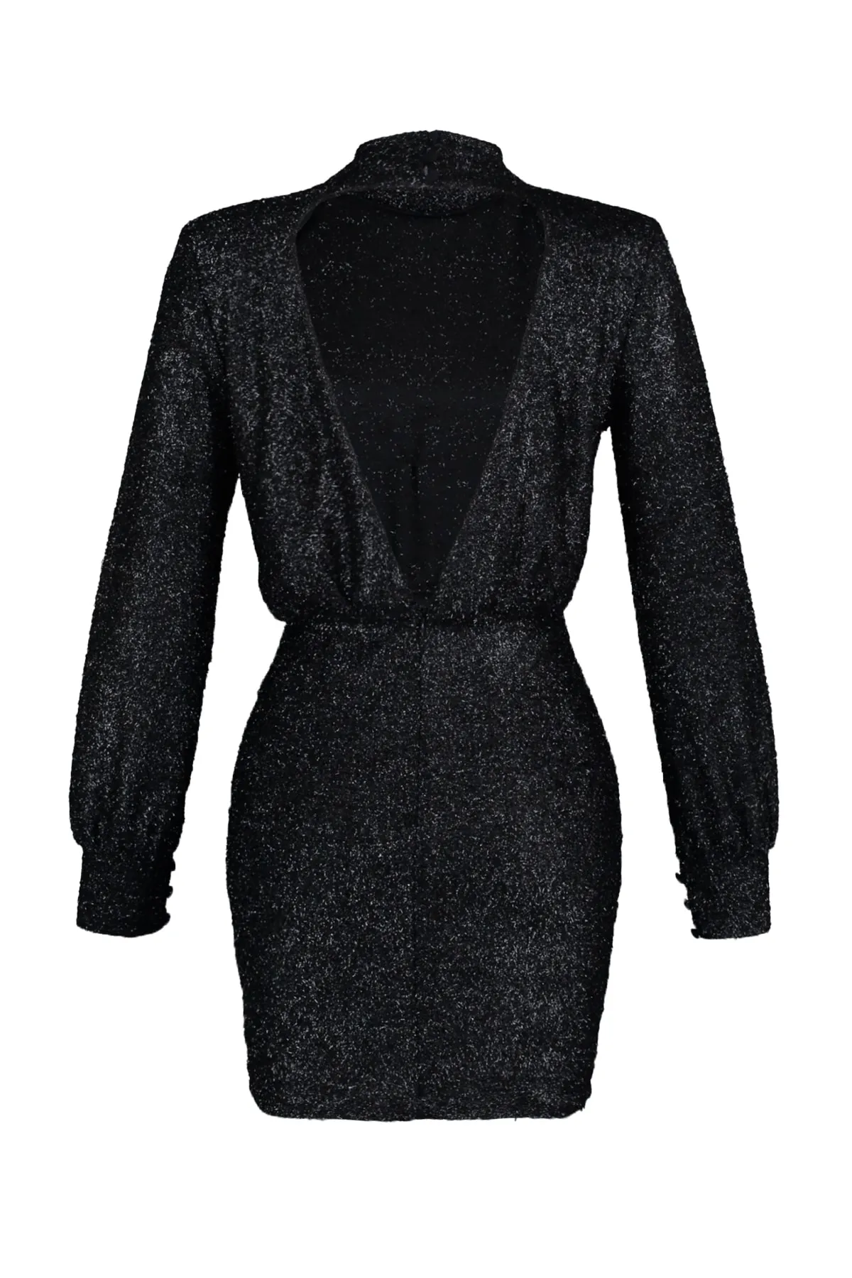 Trendyol Collection  Schwarzes, detailliertes gestricktes elegantes Abendkleid am Rücken TPRAW23EL00208
