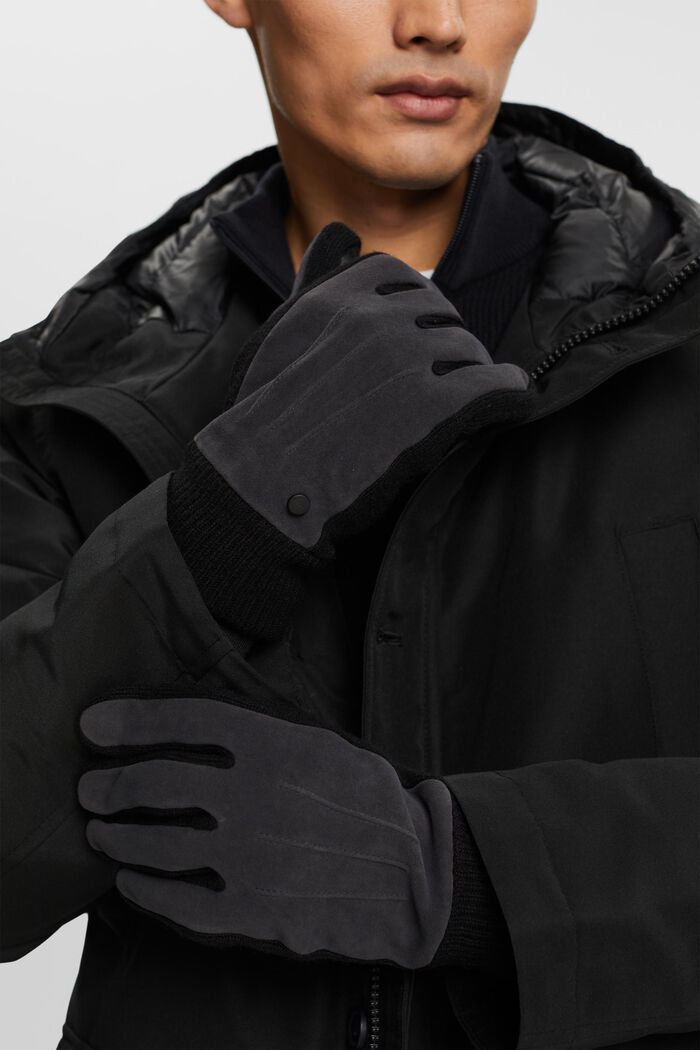 Handschuhe aus Rauleder und Wolle