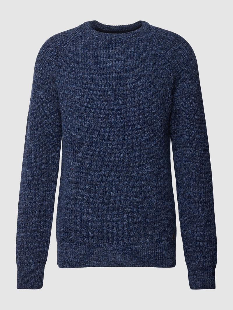Strickpullover aus Wolle mit Rundhalsausschnitt in marineblau