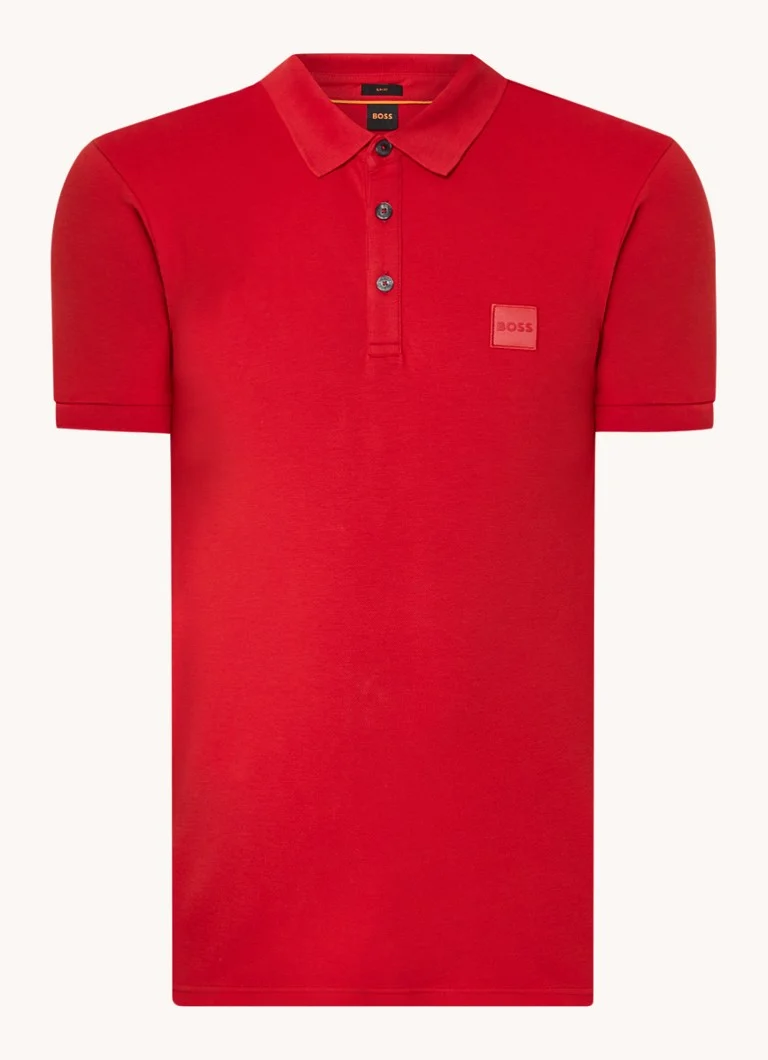 Polo HUGO BOSS Passenger slim fit em piqué de algodão com logotipo.