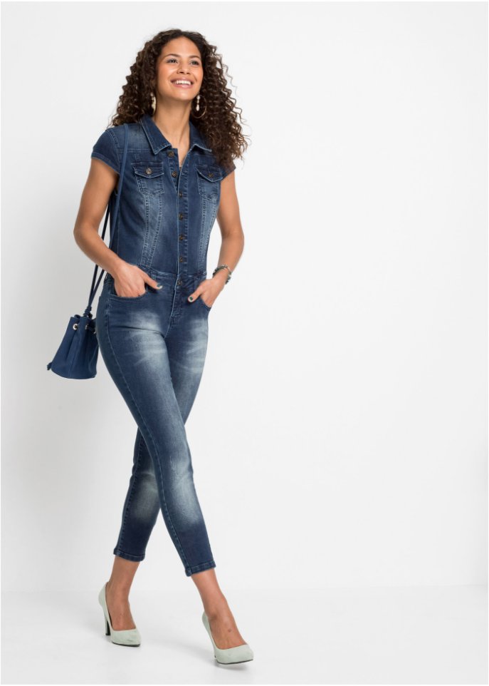 Jeans-Jumpsuit mit Knöpfen