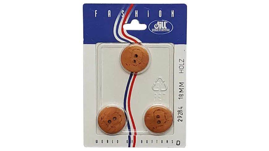 Dill 2-loch-Holzknopf mit Schafmotiv Ø 18mm 3er Pack natur