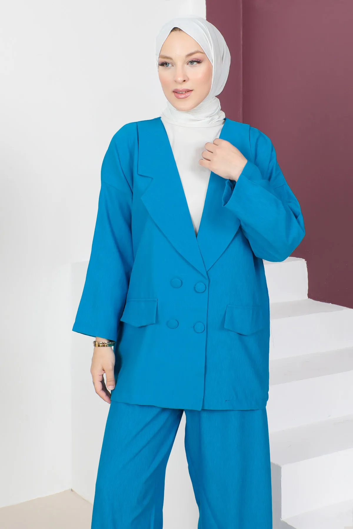 Tesettür Dünyası  Jackenanzug TSD230537 Blau