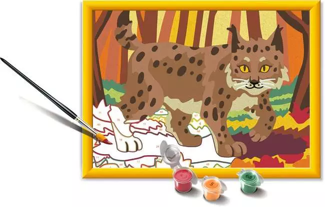 CreArt Luchs im Herbstwald - Malen nach Zahlen für Kinder ab 9 Jahren