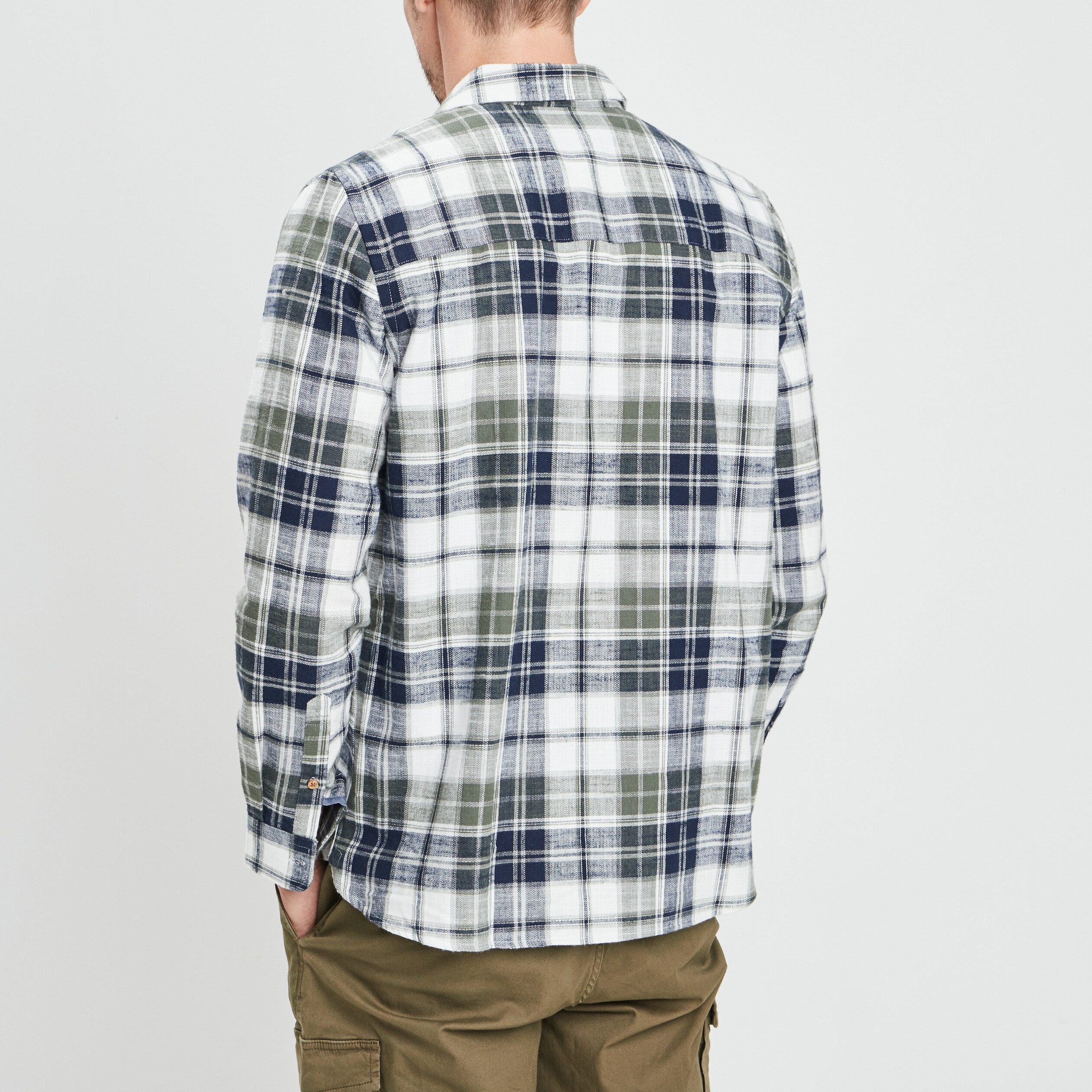 Chemise droite manches longues kaki homme | La Halle