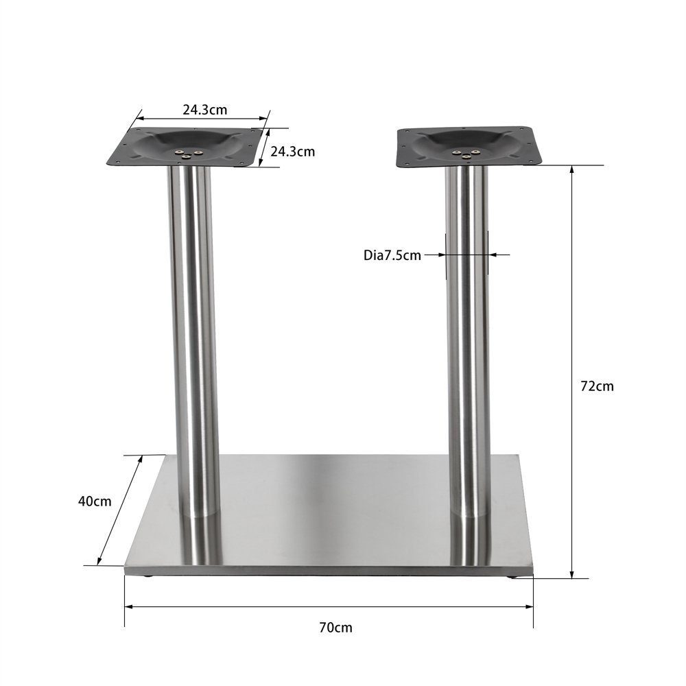 Melko Möbelfuß Tischbeine Möbelfuß Tischsäule aus Edelstahl in Silber Tischfuß Stützfuß Möbelbein Eckfuß Tischbeine Tischkufe Tischfüße Boxenständer Gestell, (Stück), robust