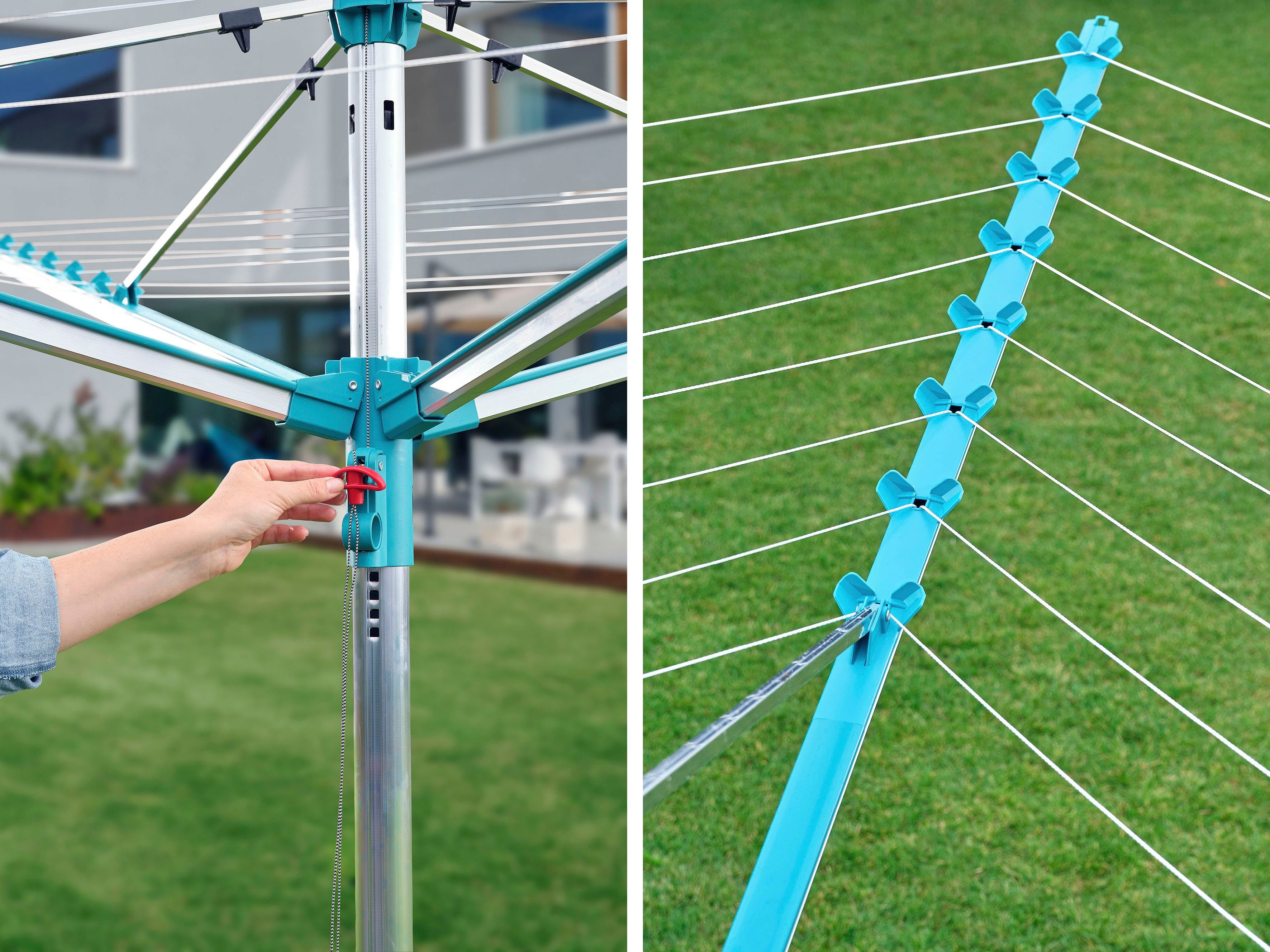 Leifheit Wäschespinne Linomatic 500 Easy, 50 Meter Leinenlänge