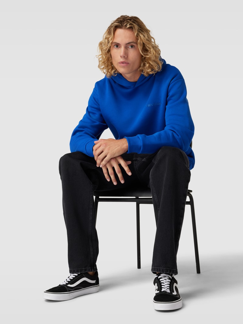 Hoodie mit Label-Print in royalblau