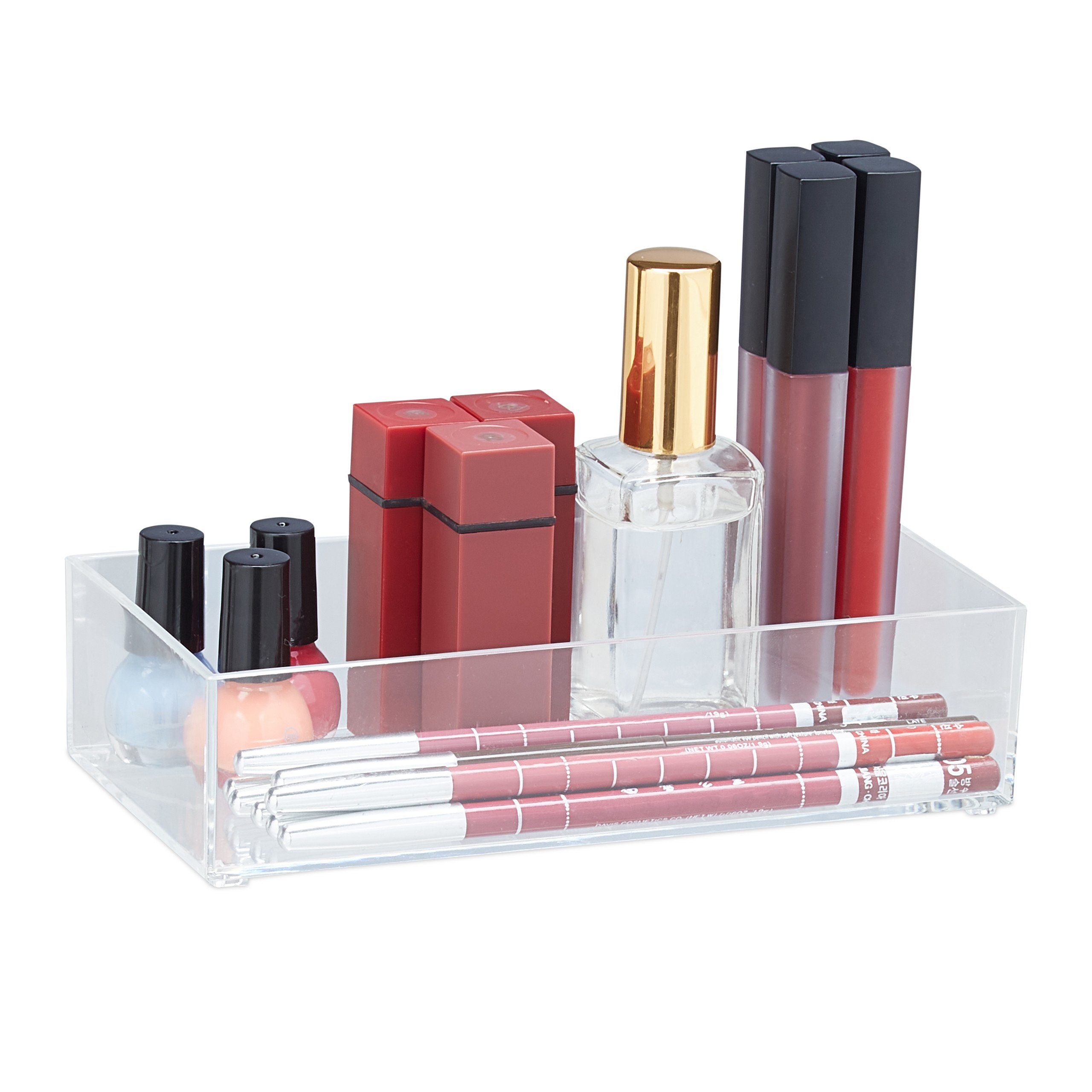 relaxdays Schubladeneinsatz Schubladen Organizer transparent