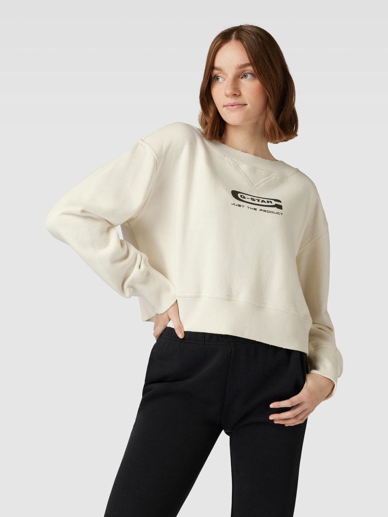 Cropped Sweatshirt im Destroyed-Look in offwhite