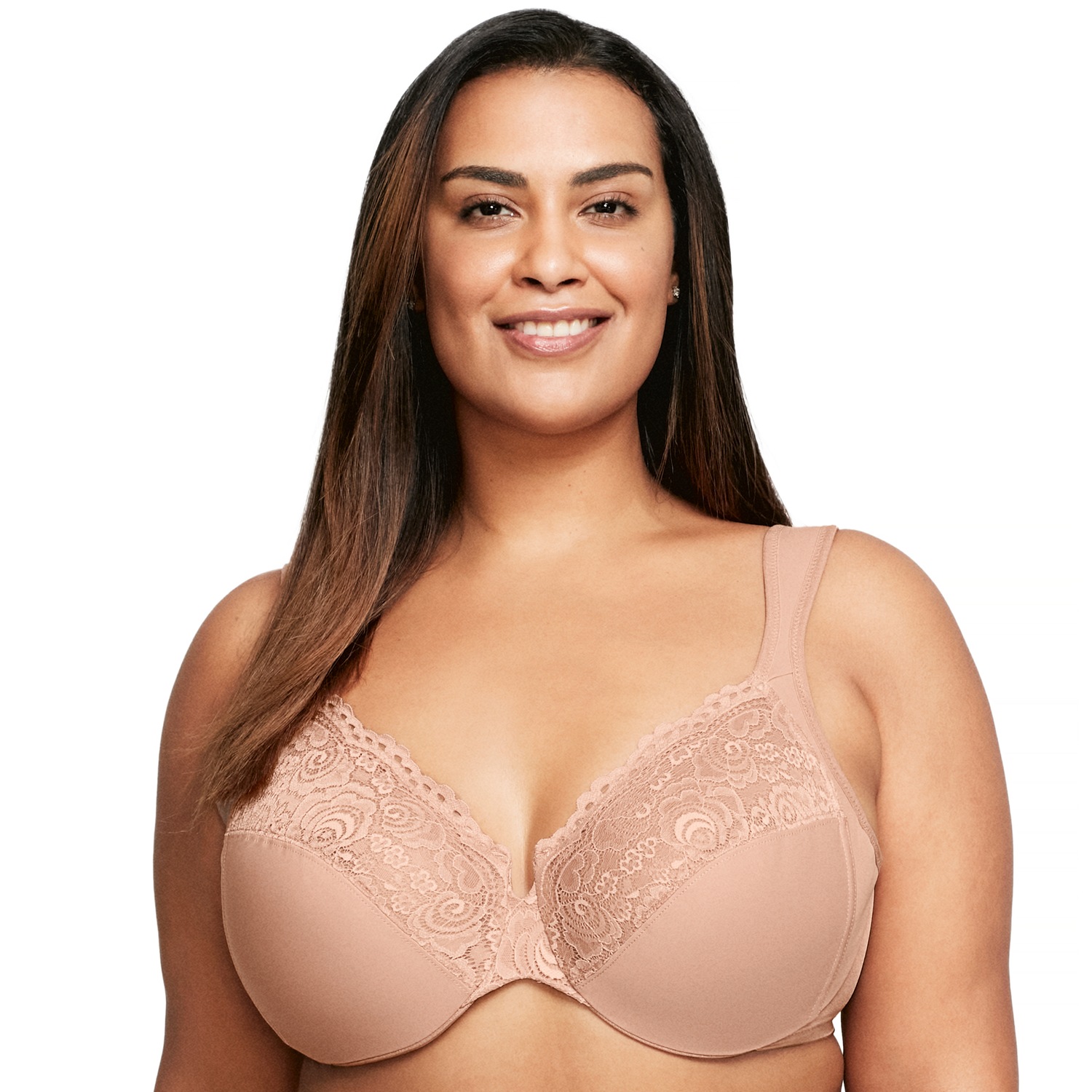 Tief geschnittener WonderWire-BH mit Spitze - Cappuccino
