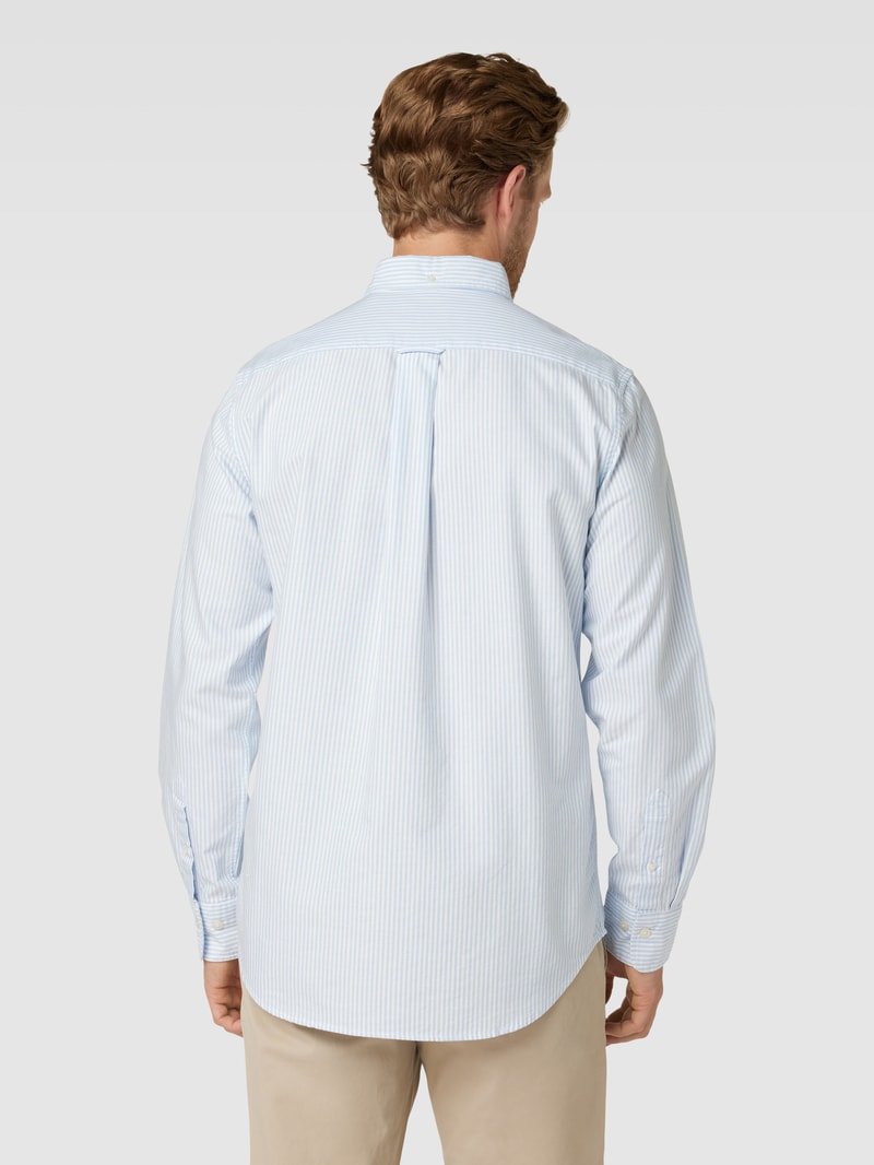 Regular Fit Freizeithemd mit Streifenmuster Modell 'OXFORD' in hellblau