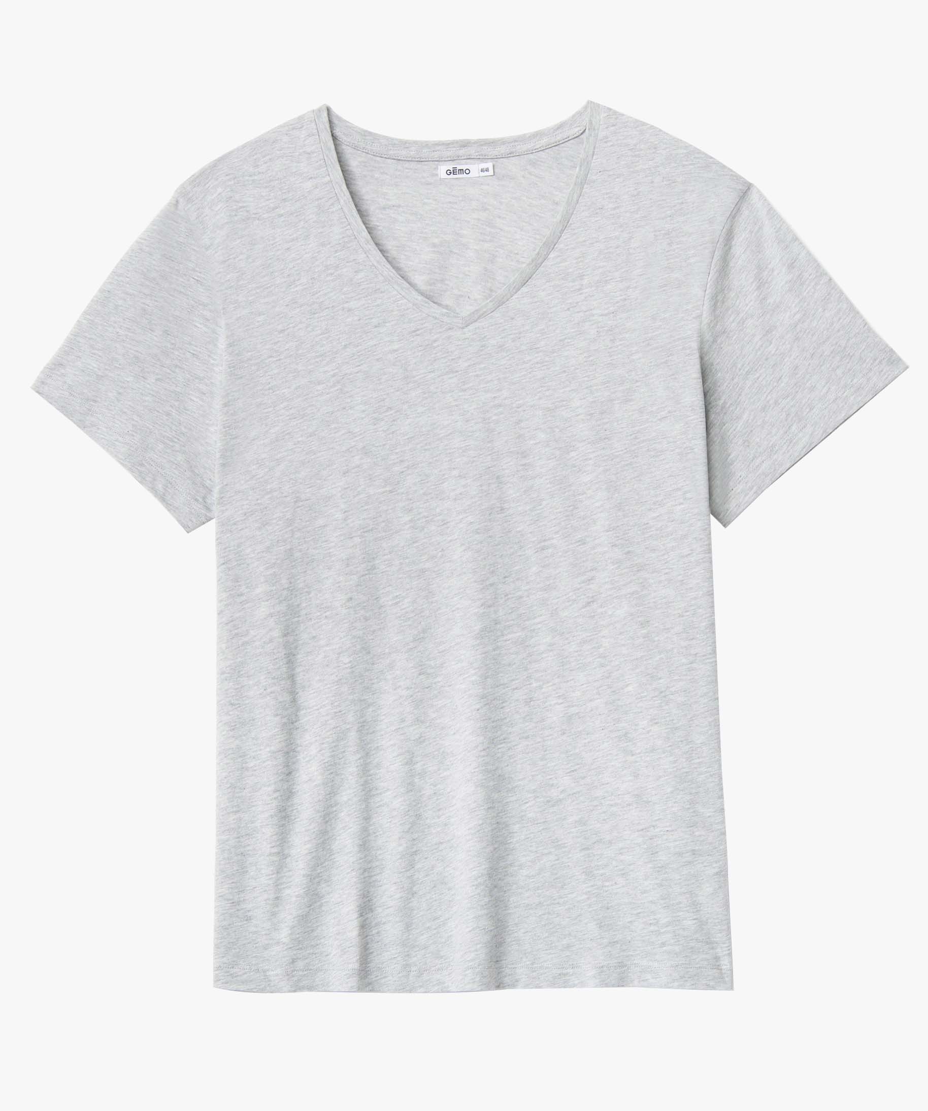 Tee-shirt femme grande taille avec col V gris | GEMO