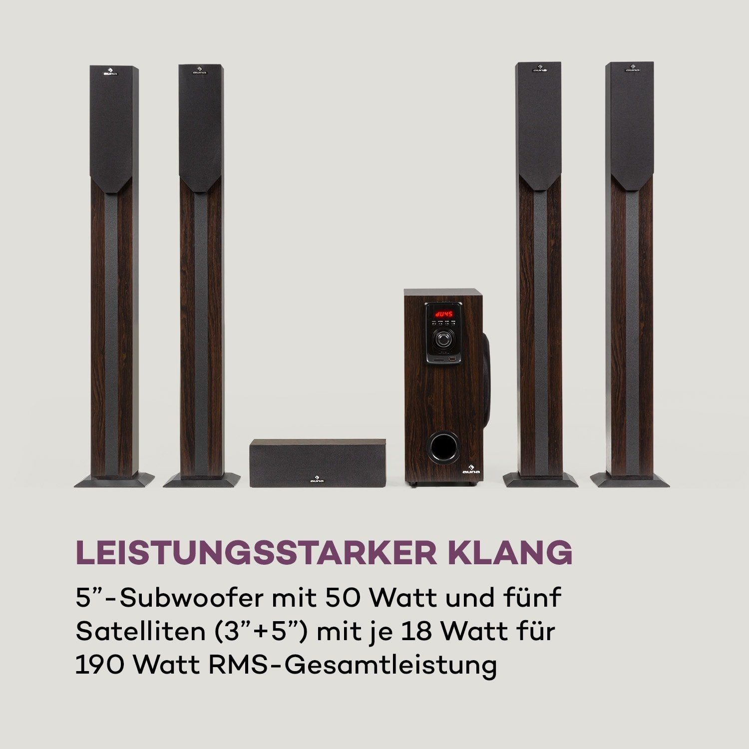 Auna Areal Elegance Lautsprechersystem (Bluetooth, 190 W)