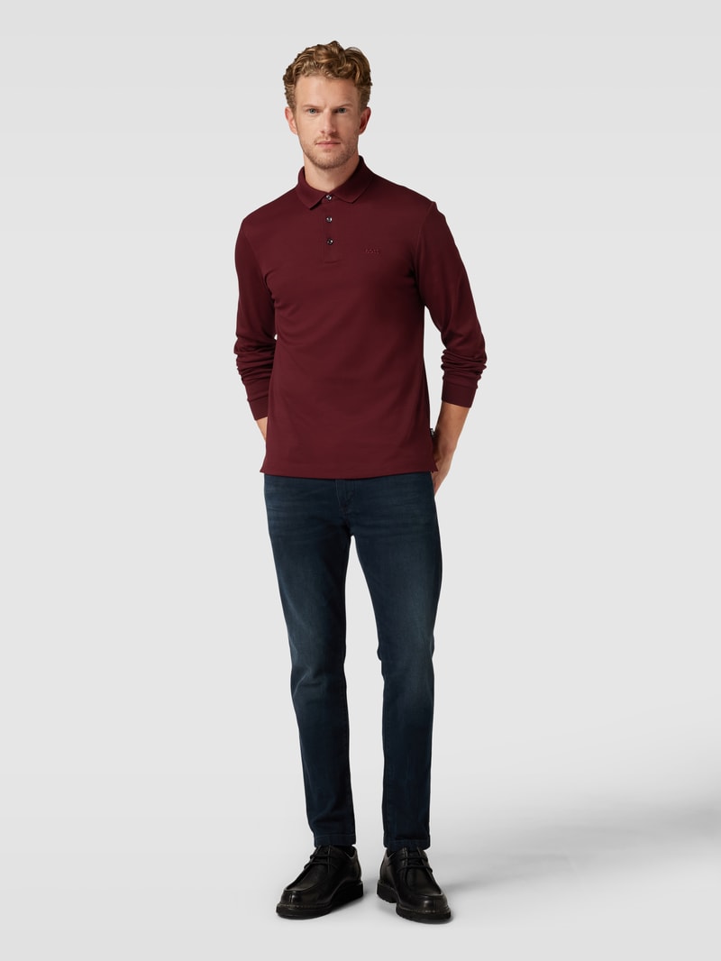 Poloshirt mit Label-Stitching Modell 'PADO' in bordeaux rot