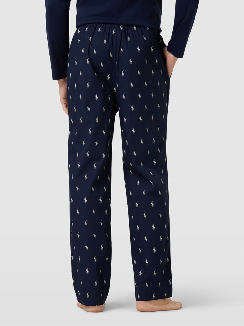 Pyjama-Hose mit Allover-Logo Modell 'WOVEN' in marineblau