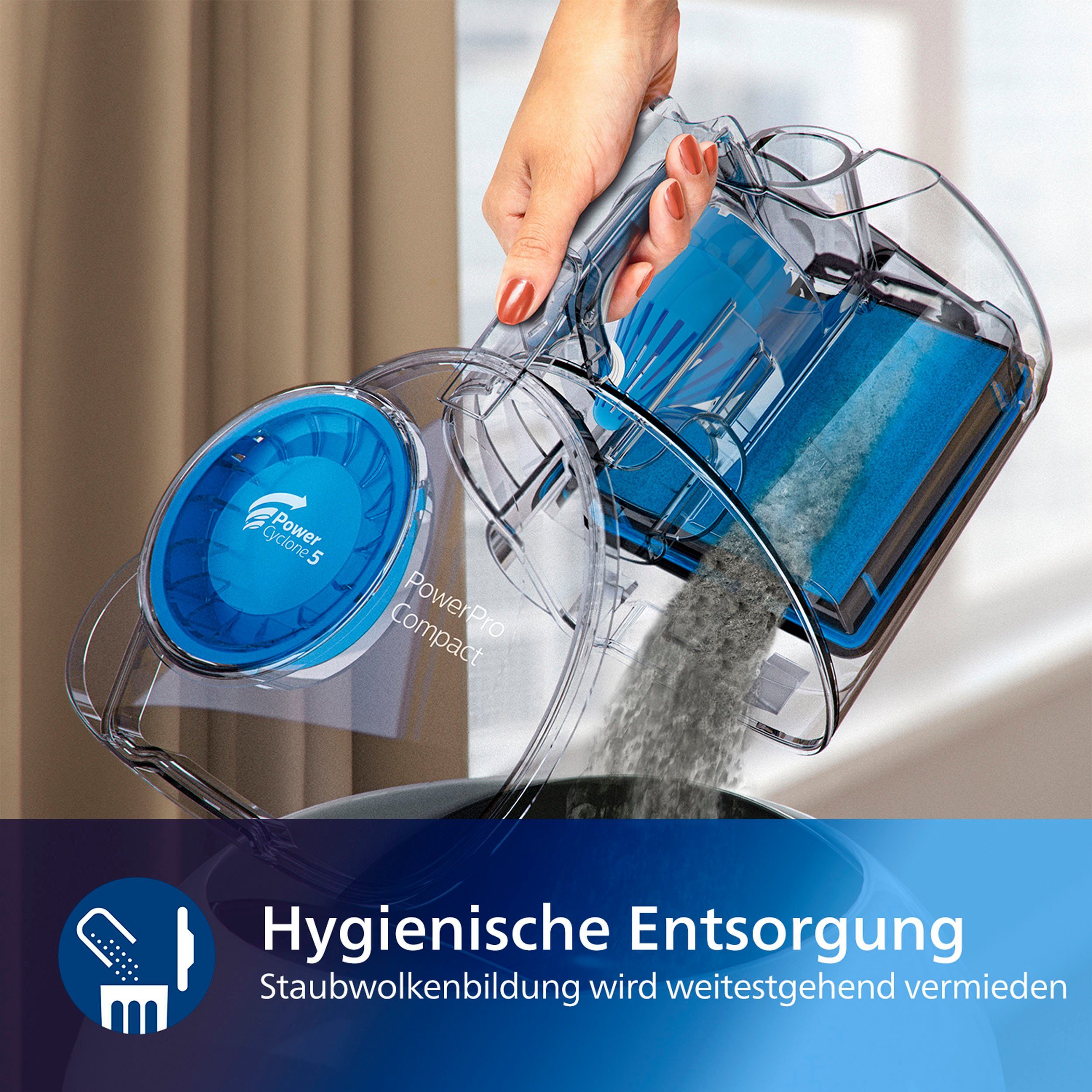 Philips Bodenstaubsauger FC9332/09, 900 W, beutellos, mit 1,5 l Fassungsvermögen und Tri-Active-Düse