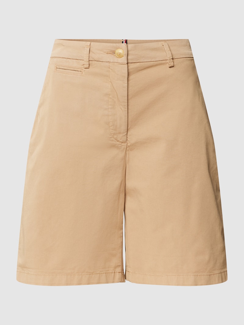 Chino-Shorts mit Label-Stitching in beige
