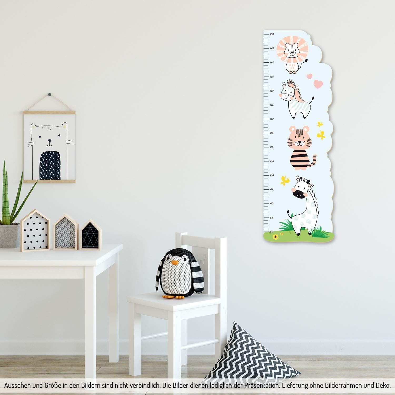 Kreative Feder Messlatte „Zootiere“ für Kinder, Messlatte fürs Kinderzimmer im Norwegian Style; Messbereich 80–150 cm