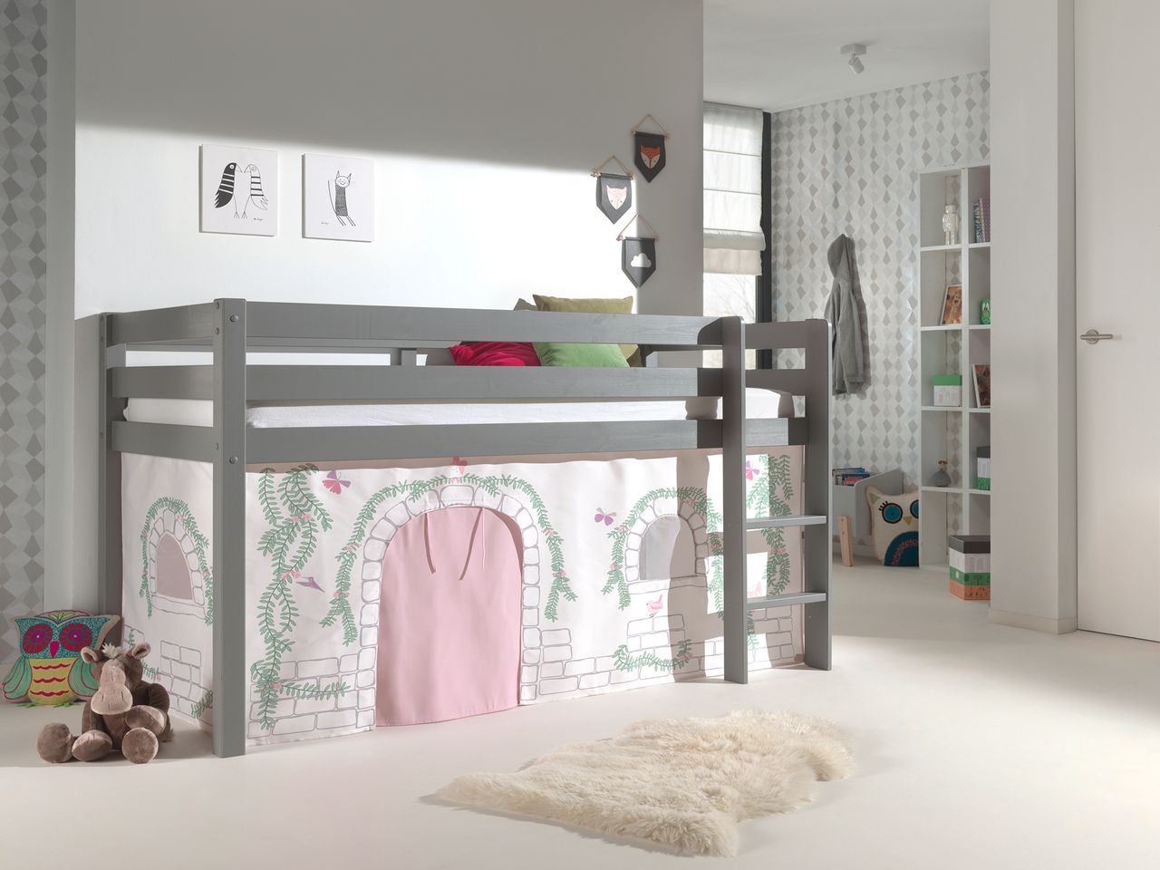 VIPACK Spielbett Pino mit Textilset Vorhang 