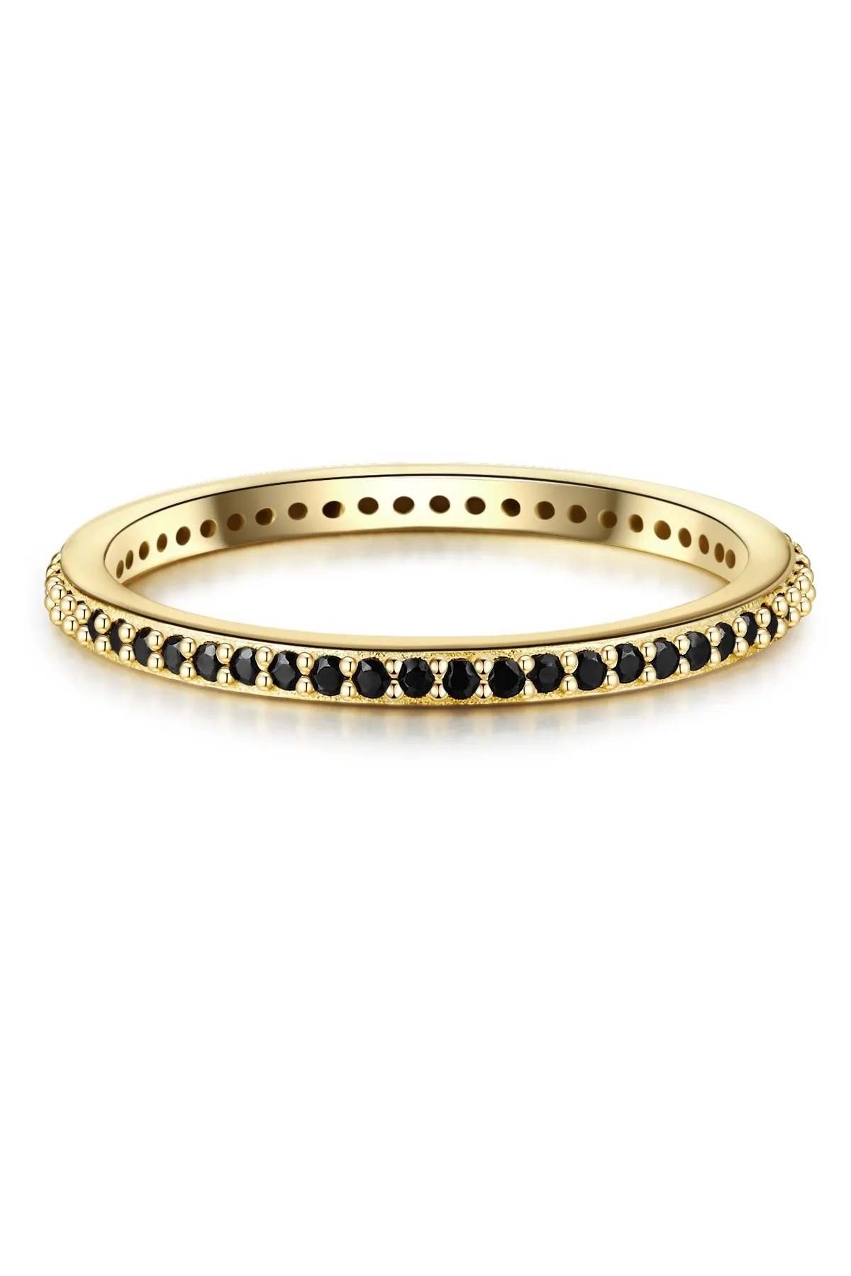 Lulu & Jane  Modeschmuckring Ring gelbgold Zirkonia schwarz