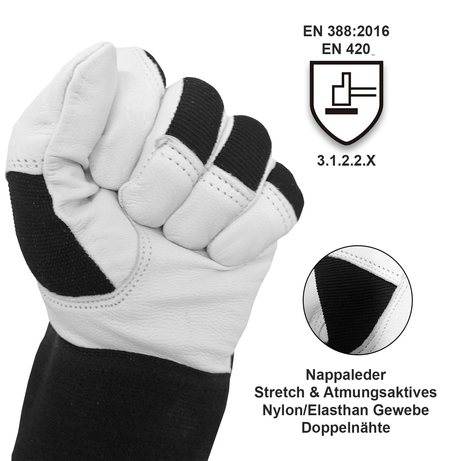 GUARD 5 Arbeitshandschuhe Leder- Gartenhandschuhe aus weichem Nappaleder (Art. 11700) hochwertige Arbeitshandschuhe für Damen & Herren