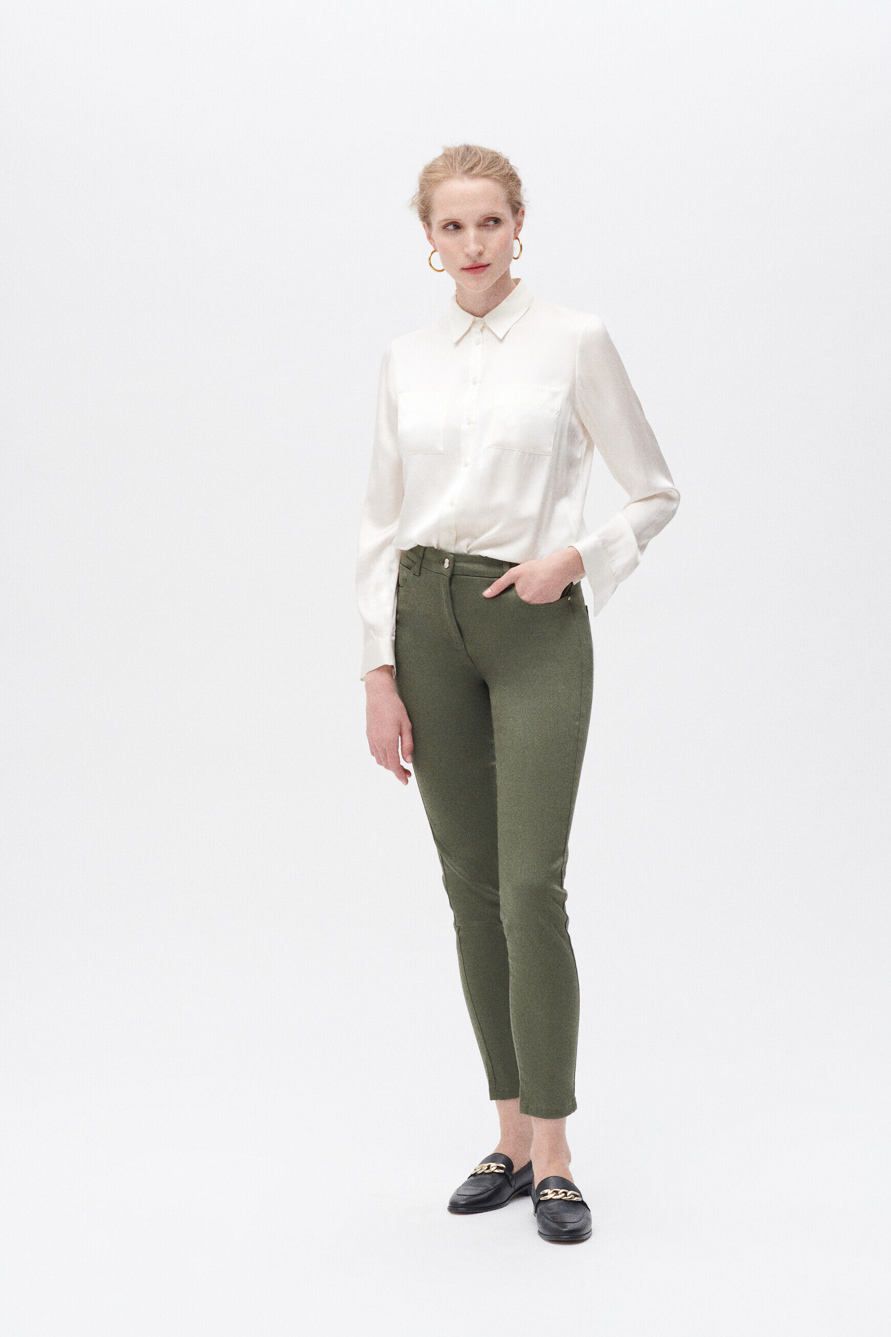 pantalon tony b vert kaki femme