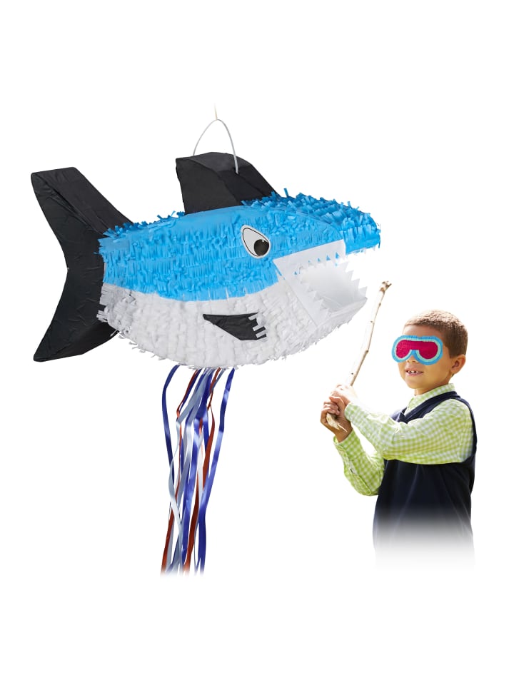 relaxdays Pinata Hai in Blau/Weiß günstig kaufen onesize