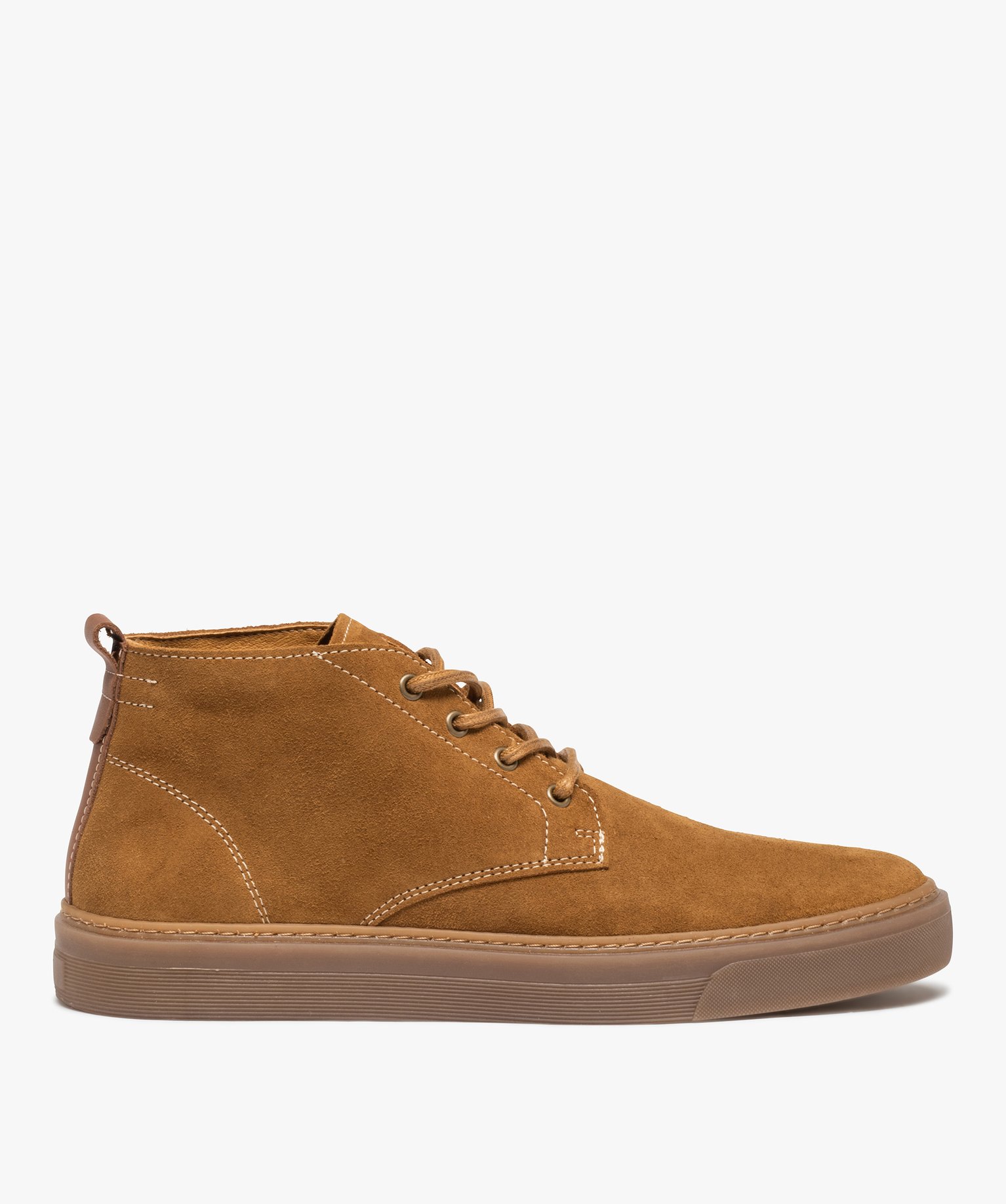 Derbies homme montants dessus cuir uni – Tanéo camel | GEMO