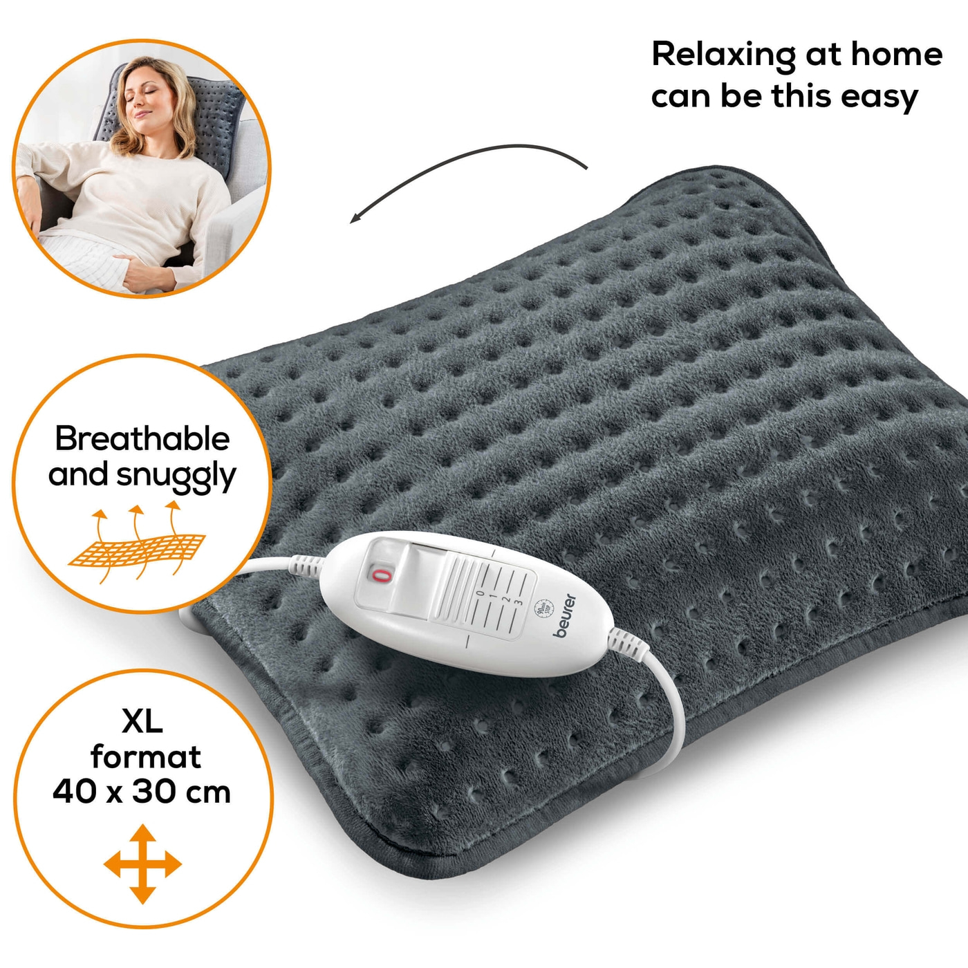 Beurer Sofa-Heizkissen - HK 48 Cosy-Gemütliches Sofakissen mit Heizfunktion
