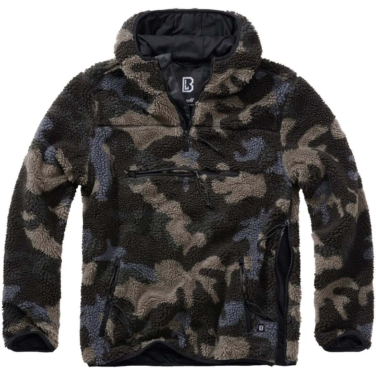 Teddyfleece Pullover mit Kapuze darkcamo