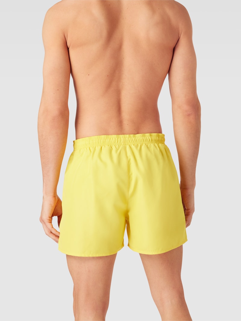 Badehose mit Label-Stitching Modell 'ESSENTIAL' in gelb
