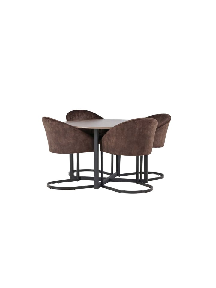 ebuy24 Essgruppe Durango 26 (5-teilig) Nussbaum 120 x 120 cm günstig kaufen onesize