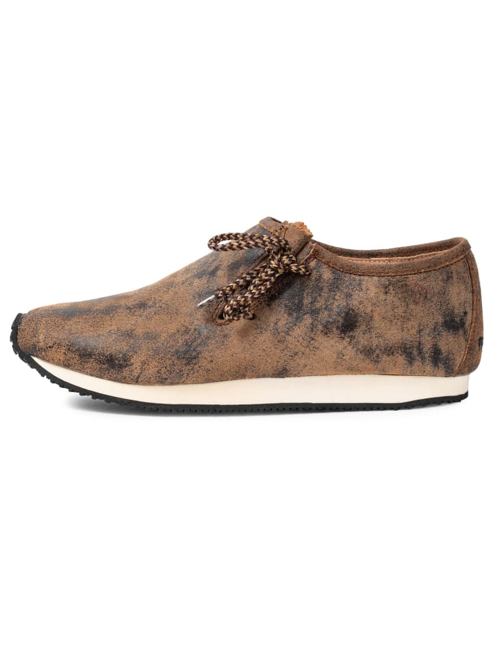 PAULGOS Haferlschuh Trachten Sneaker Schnürschuh Echtleder in Whiskybraun günstig kaufen