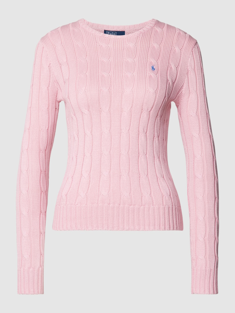 Strickpullover mit Zopfmuster Modell 'JULIANNA' in pink