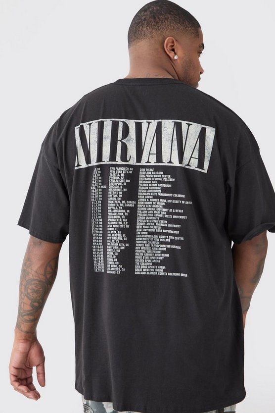 Plus T-Shirt mit lizenziertem Nirvana Tour Dates Print