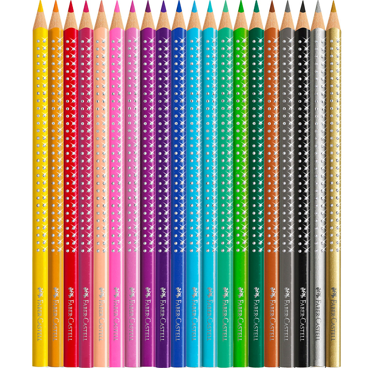Geschenkset Dreikant-Buntstifte Sparkle, 21 Farben in Metalletui, inkl. Anspitzer
