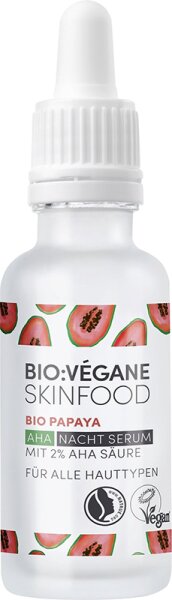 Bio:Végane Skinfood Bio Papaya AHA Nacht Serum - Gestresste Haut Gesichtsserum