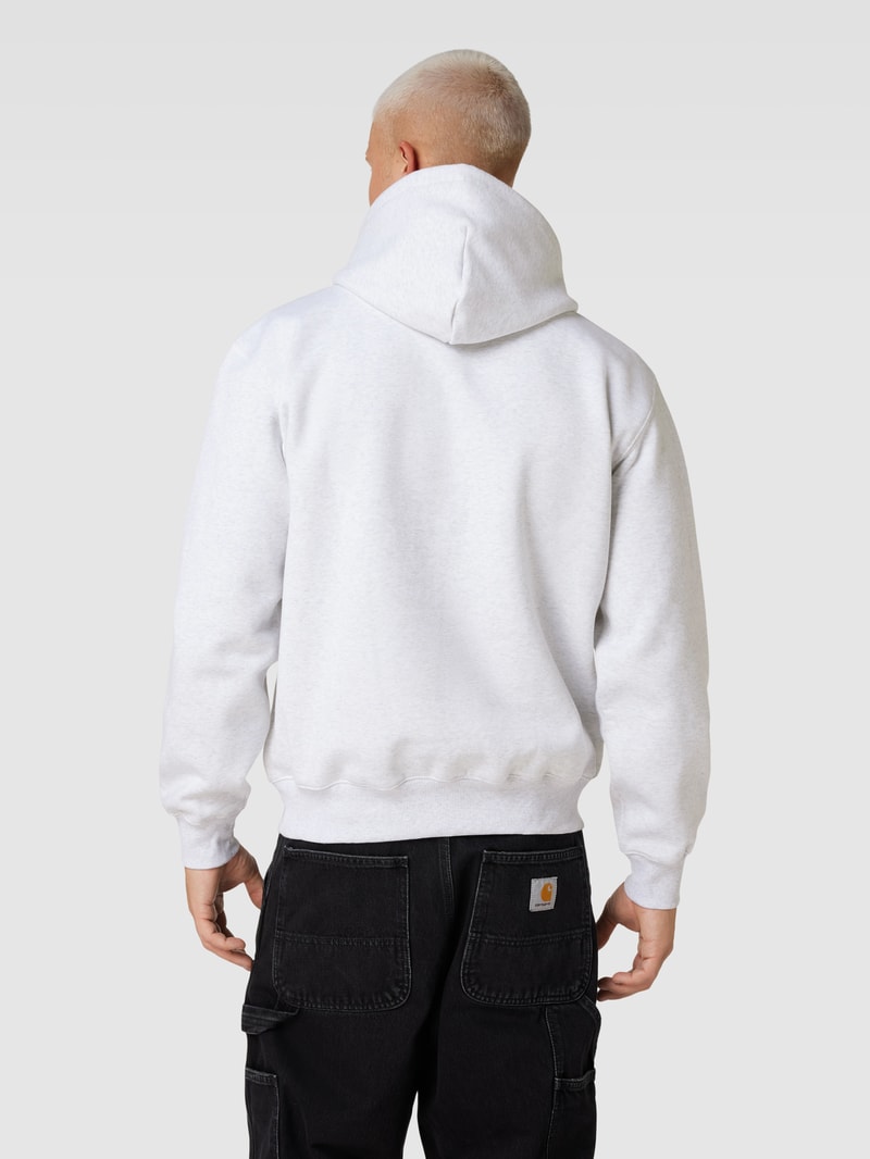 Hoodie mit Label-Stitching in hellgrau meliert