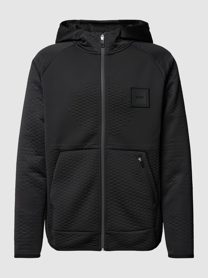 Sweatjacke mit Strukturmuster Modell 'Savion' in schwarz
