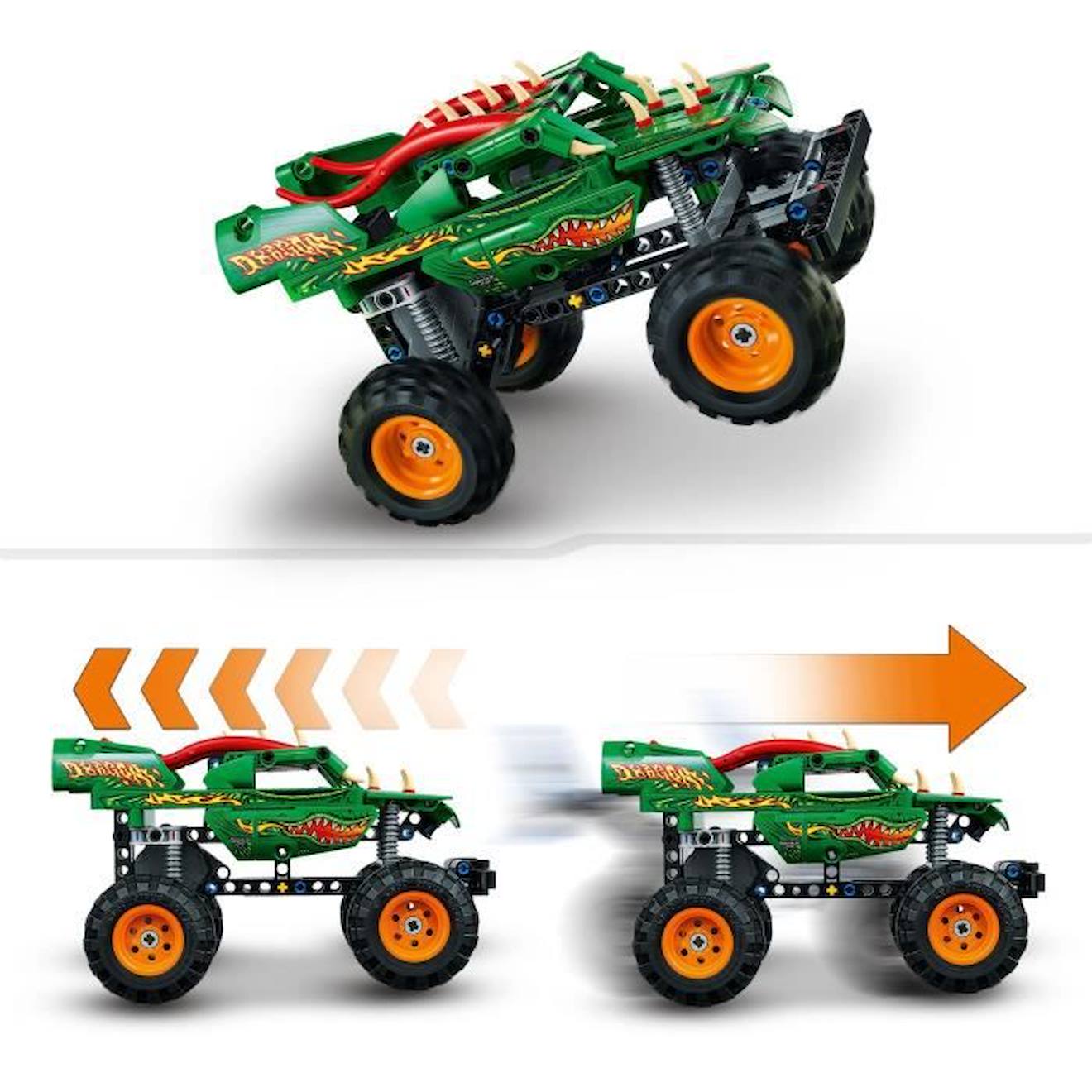 LEGO® Technic 42149 Monster Jam Dragon, 2-en-1, Monster Truck Jouet, Voiture de Course blanc