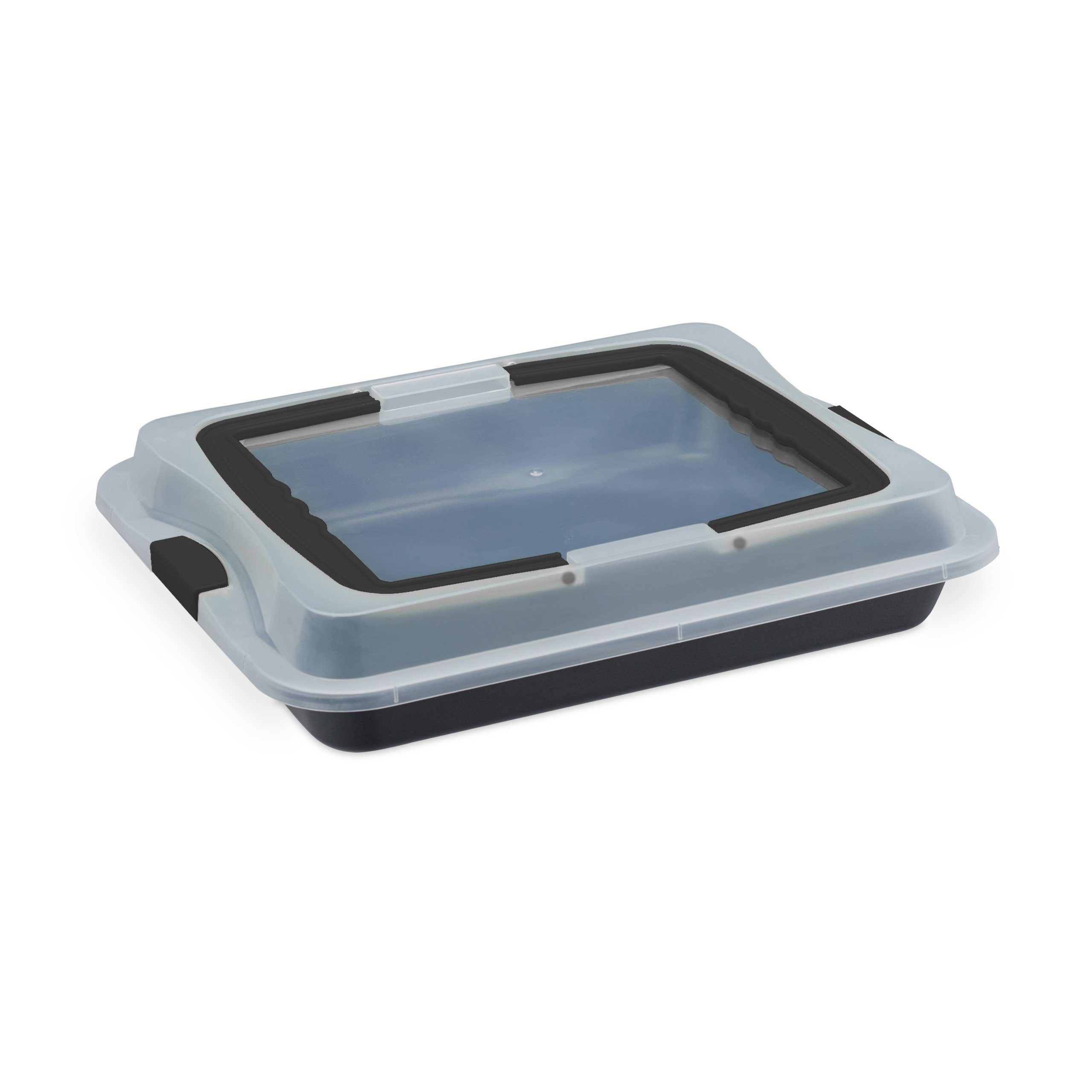 relaxdays Ofenschale Backblech mit Deckel 3in1, Stahl, Schwarz